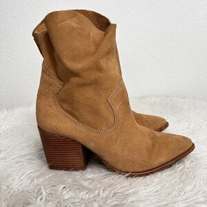 SCHUTZ Boots 9.5 TESSIE Honeycomb Suede Booties Western Pointed Toe Pull‎ On